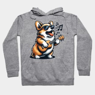 Dog Playing Guitar Singing Welsh Corgi Funny Corgi Grandma Hoodie